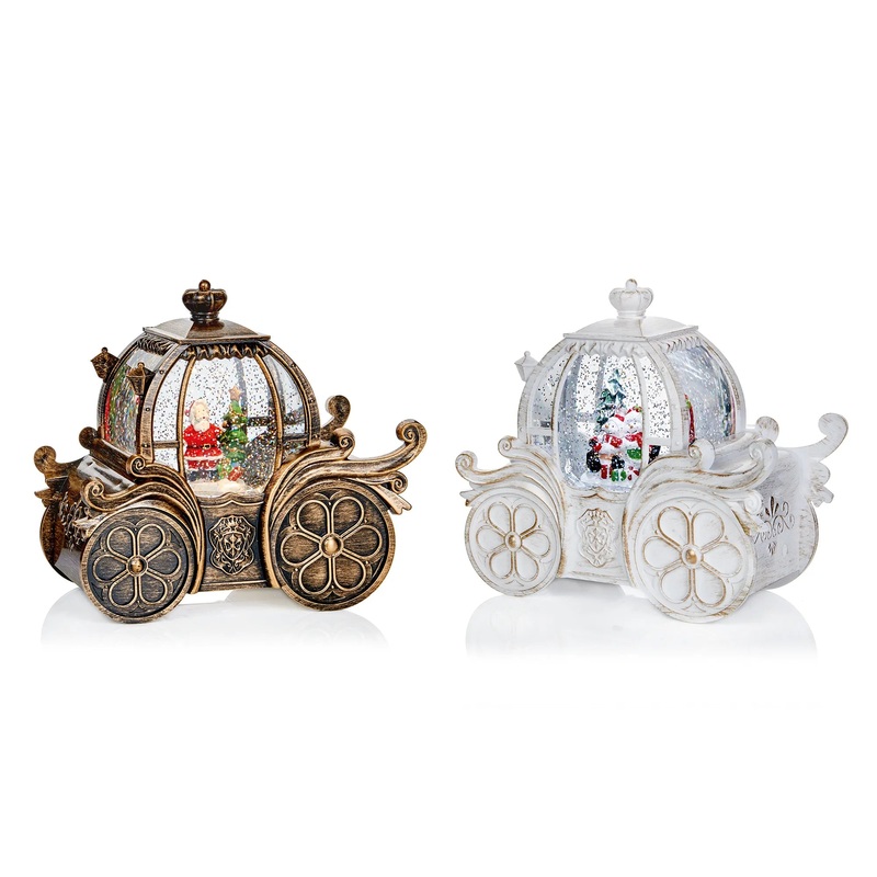 20cm BO Lit Carriage Water Spinner 2 Asst Santa – Snowman | LB243347