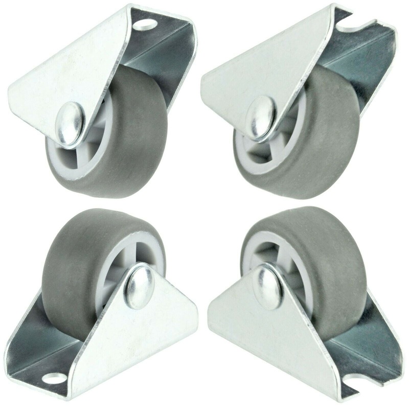 4 x UNIVERSAL 32mm Rubber Castor Trolley Wheels Fixed Middle 1” Small Mini