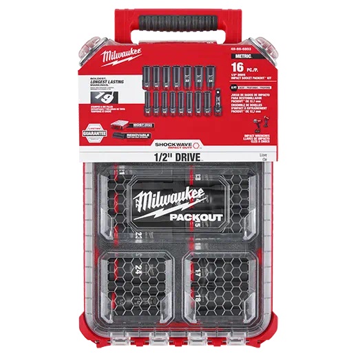 Milwaukee Shockwave 16PC 1/2″ Drive Metric Packout Impact Duty Socket Set #49-66-6803
