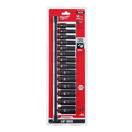 Milwaukee Shockwave 14PC 3/8″ Drive Metric Deepwell 6 Point Impact Socket Set #49-66-7008