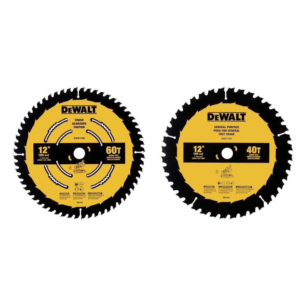 DeWalt 12 in. Carbide Circular Saw Blade Set, 40T & 60T, 2-Pack DWA112CMB