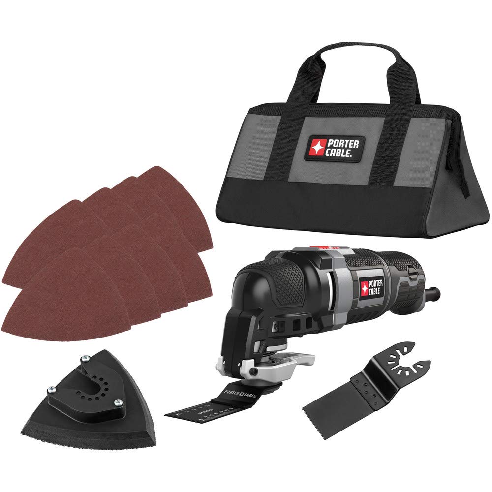 Porter-Cable PCE606K 3A Oscillating Multi-Tool Kit, 10,000–22,000 OPM, Variable Speed, 11-Piece