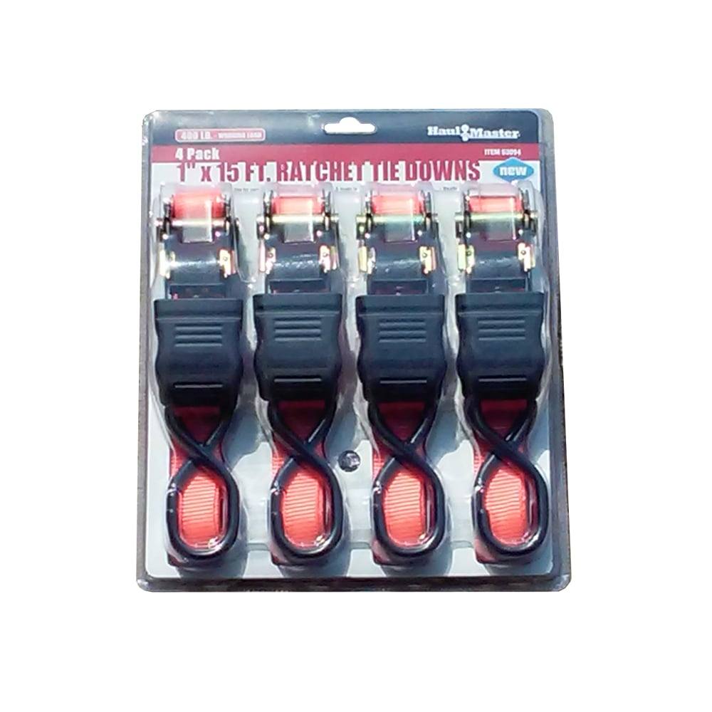 Haul-Master 400 Lb. Capacity 1"x15 Ft. Ratchet Tie Downs 4 Pk