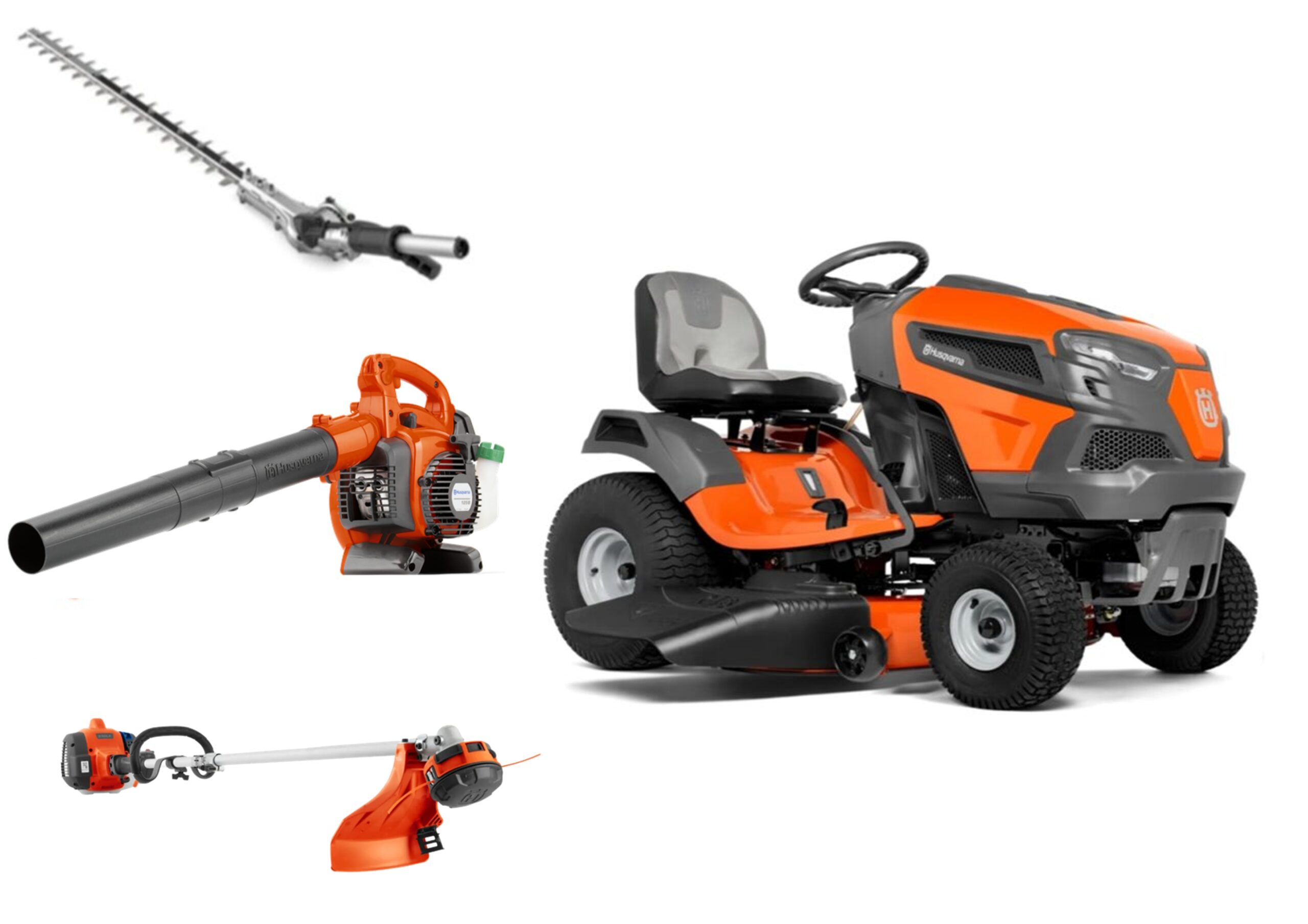 HH105 Husqvarna Mower Bundle – TS146XK Lawn Tractor 125B Blower 330LK Trimmer