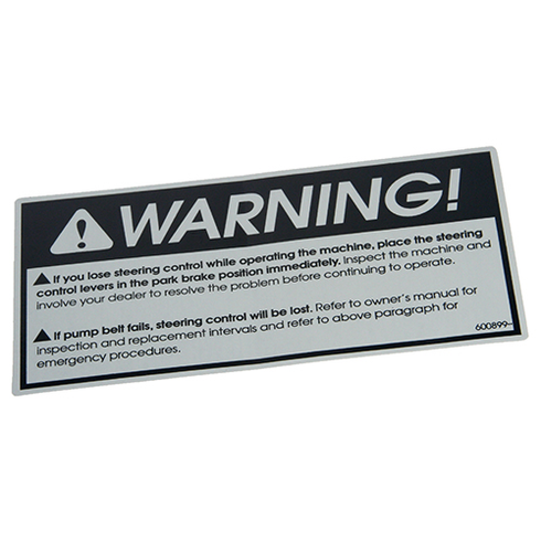 Hustler OEM 600899 DECAL PUMP BELT WARNING Hustler Original Part