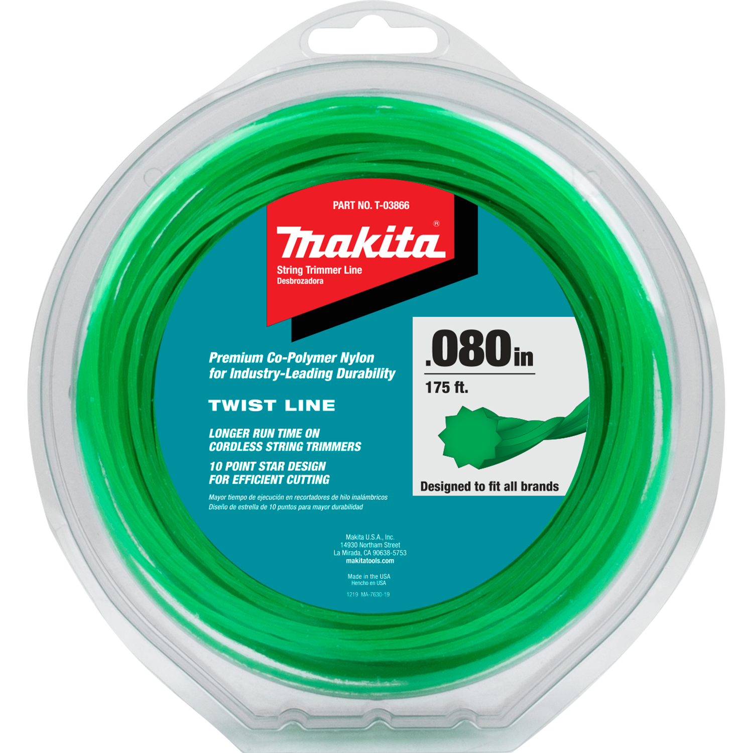 Makita Twisted Green Trimmer Line .080×175′ #T-03866