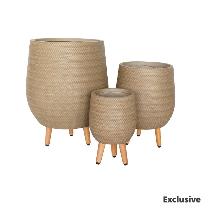 Bamboo Cigar Tripod Pot – sand – L