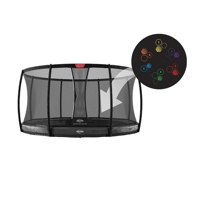 Berg Elite InGround Trampoline Level | 430CM/ 14FT | Safety Net Deluxe XL | Grey | 37.94.33.02