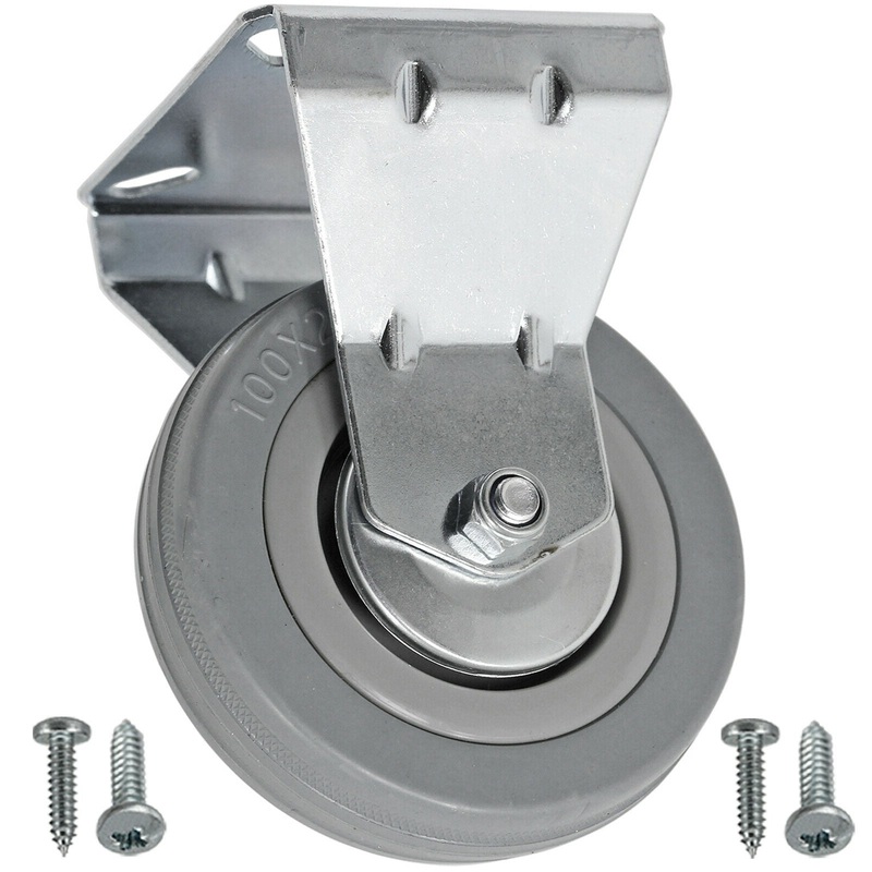 Caster Wheel Fixed Plate 100mm Castor for Divan Bed Furniture Cupboard + Screws