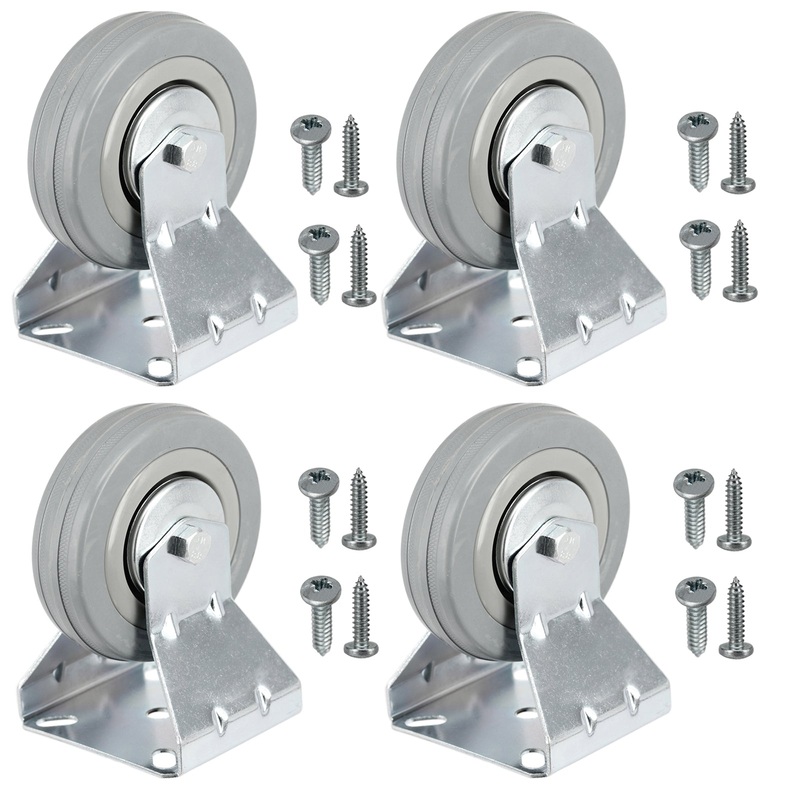 Caster Wheels Fixed Plate 100mm Castor for Fridge Freezer Chiller x 4 + Screws