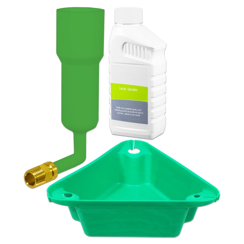 Central Heating Leak Sealer Concentrate Liquid (500ml Bottle) + Radiator Dosing Funnel Tool + Draining Tub