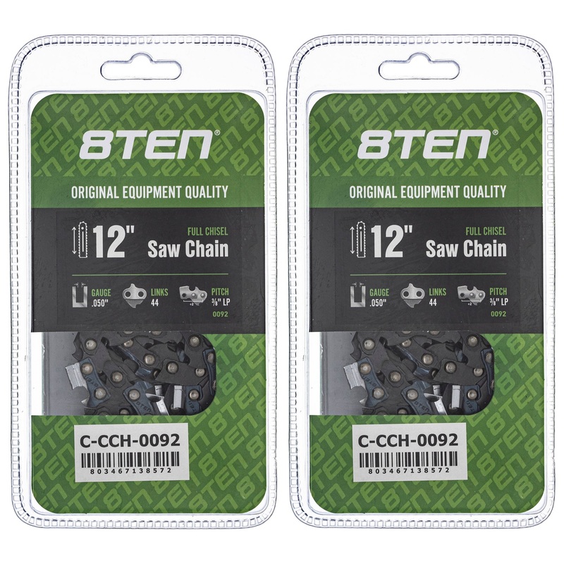 Chainsaw Chain 12 Inch .050 3/8 LP 44DL For Echo Husqvarna RedMax 91VXL44CQ 91VXL044G 501847044 | 2-PACK