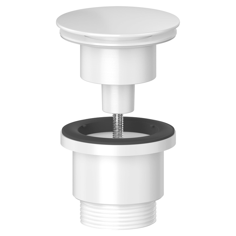 Clicker Basin Waste Plug 1 1/4″ 60mm Click Clack Bathroom Sink Pop Up Push Dome (Matt White)