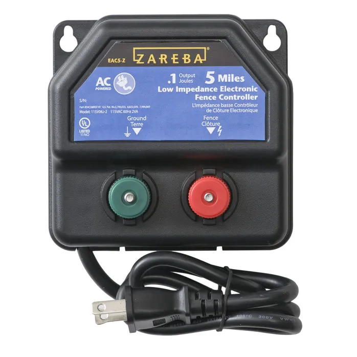 Zareba EA5M-Z 5-Mile AC Powered Electric Fence Charger Low Impedance 0.1J