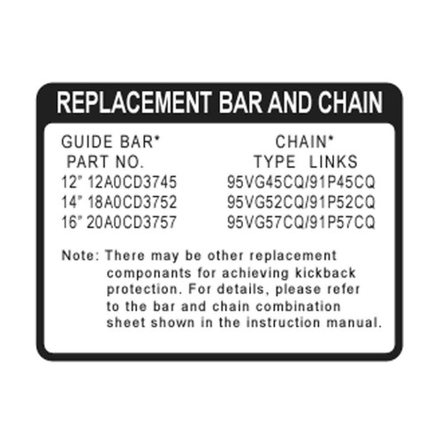 Echo OEM X524003690 LABEL, BAR & CHAIN Echo Original Part