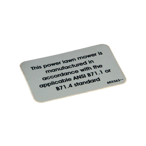 Hustler OEM 603363 ANSI COMPLIANCE DECAL Hustler Original Part