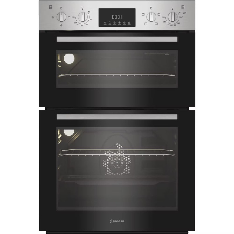Indesit Built-In Electric Double Oven | 69L + 36L | Stainless Steel | Twin Grill | Enamel | DII 10D IX