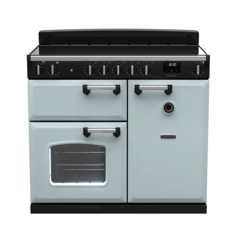 Rangemaster Classic 100 Induction Misty Blue with Chrome trim | CL100EIPMSB/CM1 14208