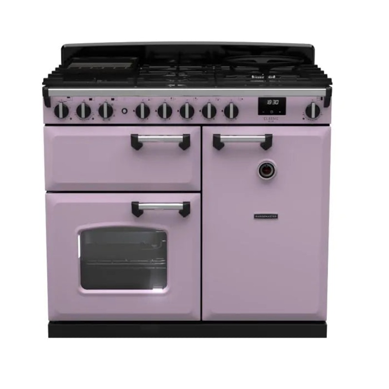 Rangemaster Classic Deluxe 100 Dual Fuel Heather with Chrome Trim | CLDL100DFPHTH/CM1