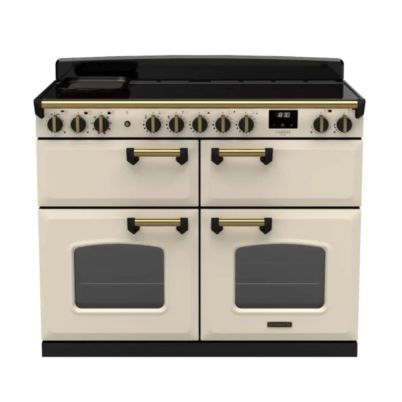 Rangemaster Classic Deluxe Bc 110 Induction Pale Cream with Antique Brass Trim | CLDLB110EIPPCR/AB1
