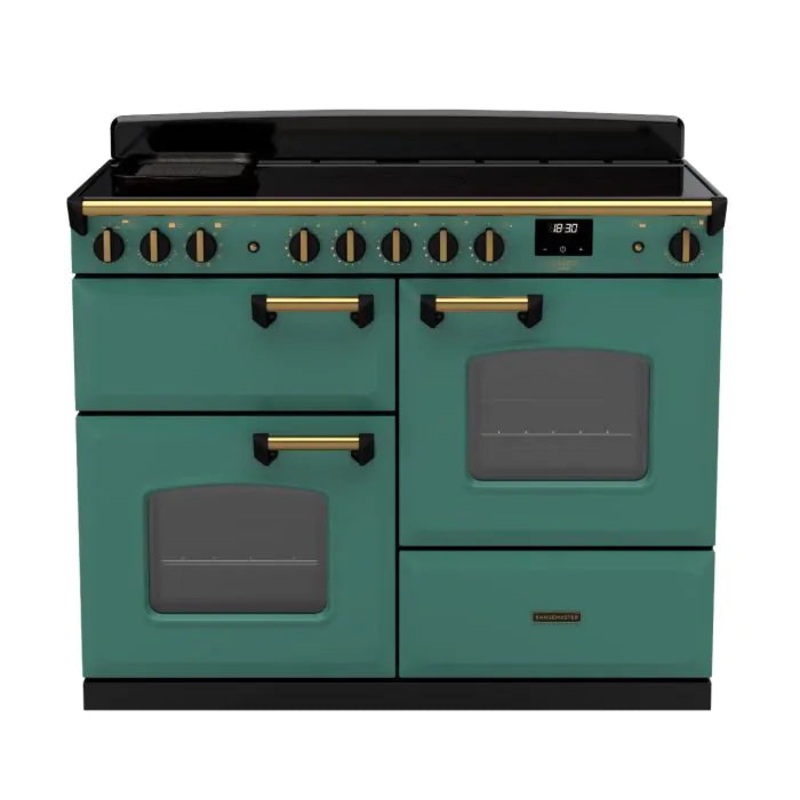 Rangemaster Classic Deluxe Oc 110 Induction Mineral Green with Antique Brass Trim | CLDLO110EIPMGR/AB1