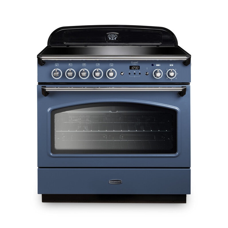 Rangemaster Classic Fx90 Induction Stone Blue with Chrome trim | CLAS90FXEISB/C