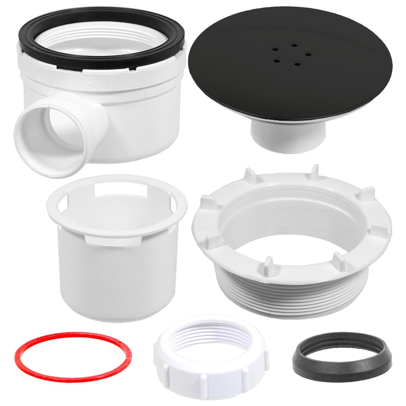 Shower Trap for 90mm Tray Plug Hole 1.5″ Drain Waste Dome Base Kit (Black)