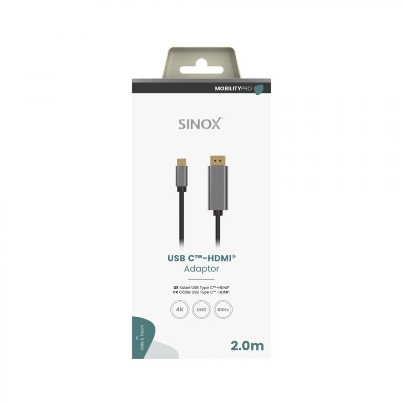 Sinox USB C – HDMI 4K 60Hz 2M Cable Gry | 053167