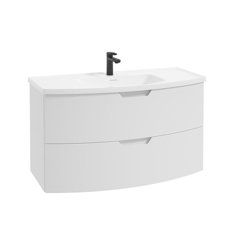 Sonas Arc 100Cm 2 Drawer Wall Hung Vanity Unit Matt White – Matt Basin | UF0369