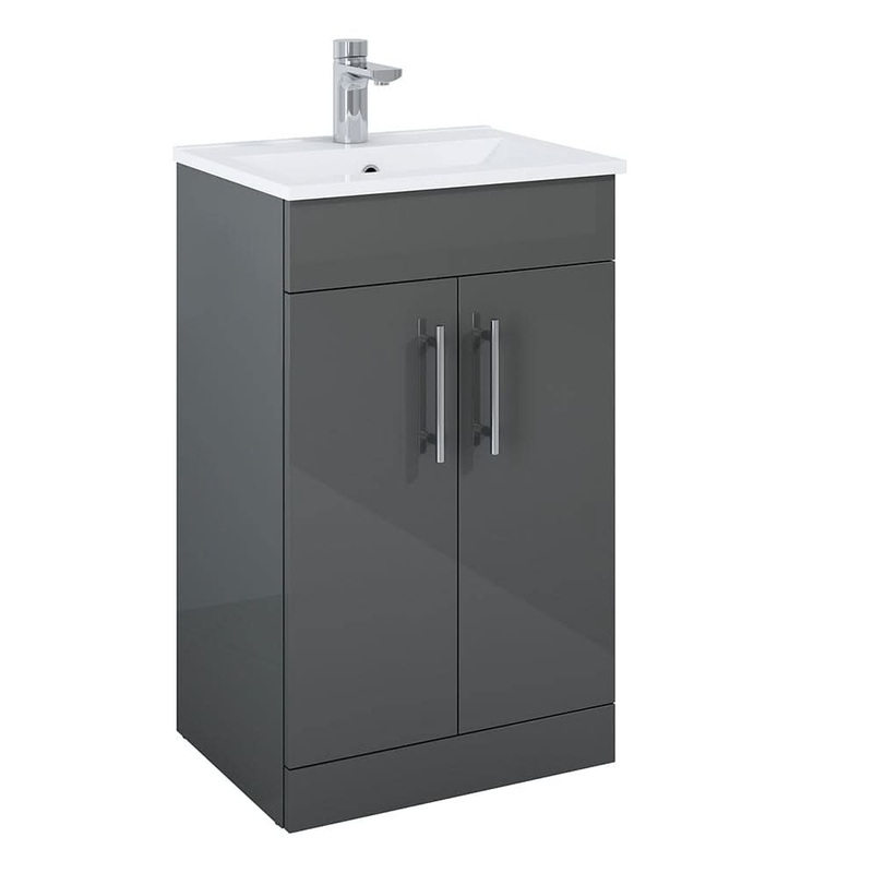 Sonas Belmont Square Gloss Grey 50Cm Vanity Unit | SQBEL50GG