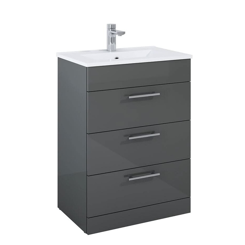 Sonas Belmont Square Three Drawer Floor Standing Unit Gloss Grey 60Cm | UF0261