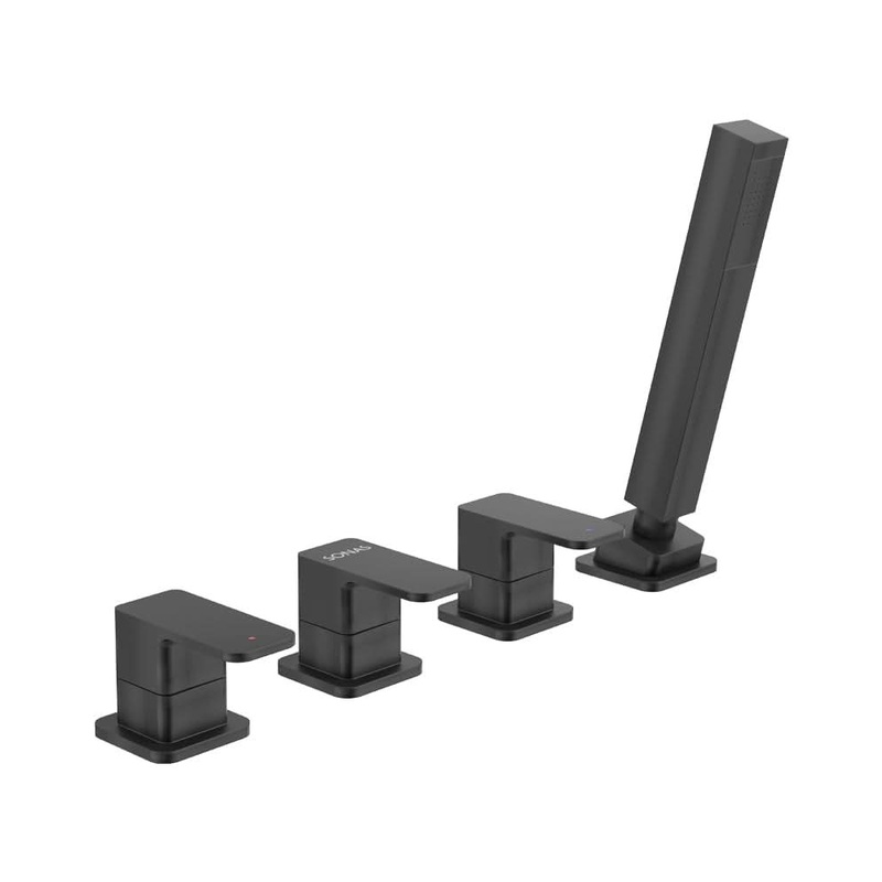 Sonas Contour 4 Hole Bath Shower Mixer Matt Black | UBR0063