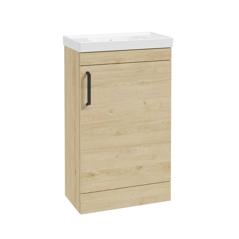 Sonas Corta Floorstanding 50Cm Single Door Compact Unit | Honey Oak | Black Handles | UF1982