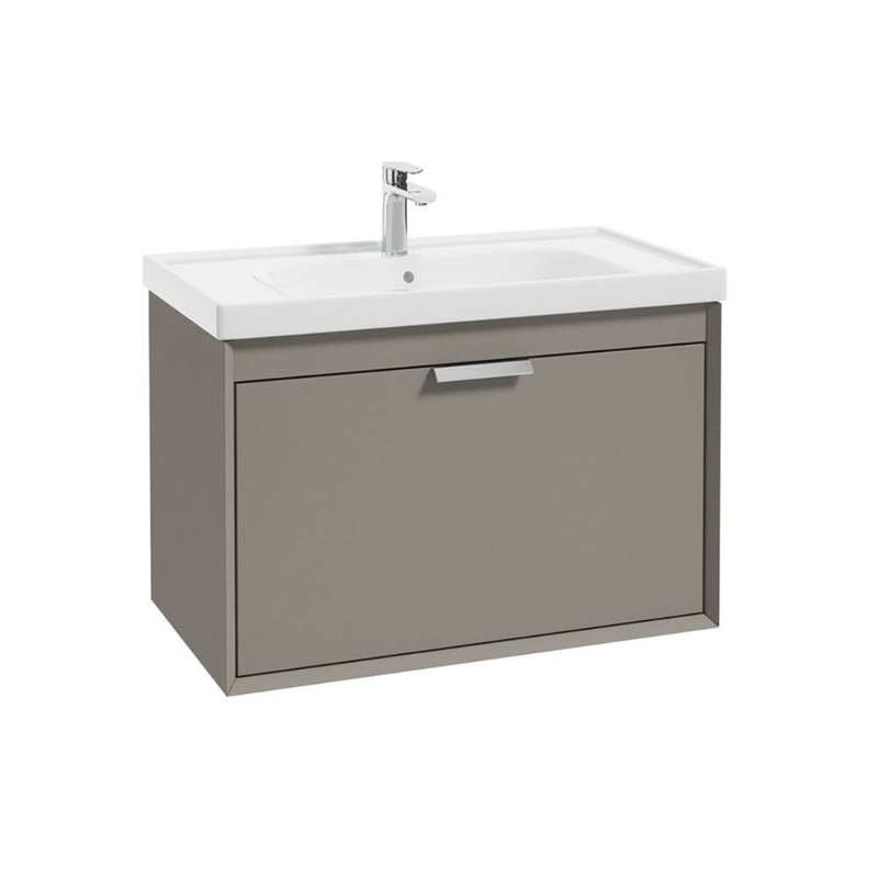 Sonas Fjord Khaki Matt80Cm Wall Hung Vanity Unit-Brushed Chrome Handle | CFJ80KH