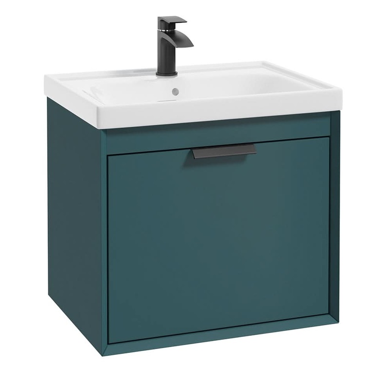 Sonas Fjord Ocean Blue Matt60Cm Wall Hung Vanity Unit-Matt Black Handle | BFJ60OB