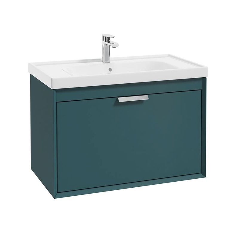 Sonas Fjord Ocean Blue Matt80Cm Wall Hung Vanity Unit-Brushed Chrome Handle | CFJ80OB