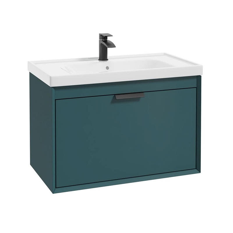 Sonas Fjord Ocean Blue Matt80Cm Wall Hung Vanity Unit-Matt Black Handle | BFJ80OB