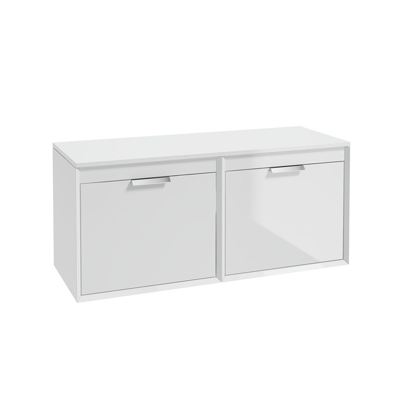 Sonas Fjord Wall Hung 120Cm Four Drawer Countertop Vanity Unit | Gloss White | Brushed Chrome Handle | UF1109