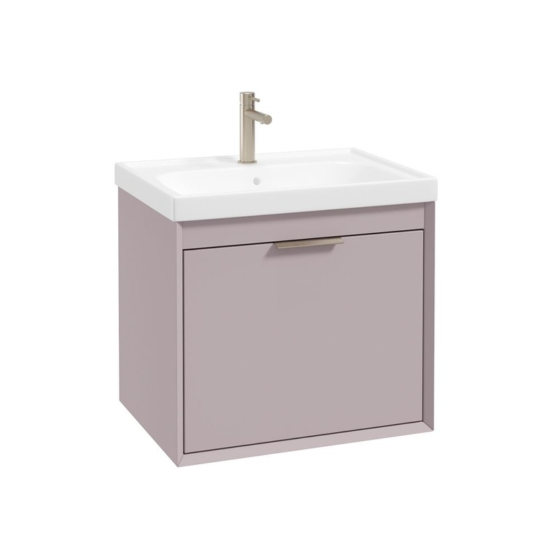 Sonas Fjord Wall Hung 60Cm Two Drawer Vanity Unit | Matt Cashmere Pink | Brushed Nickel Handle | UF1682