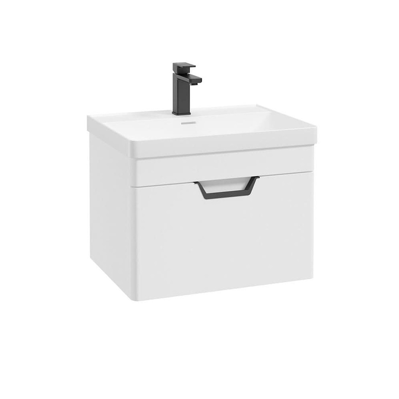 Sonas Freya 60Cm 1 Drawer Wall Hung Vanity Unit Matt White-Matt Black Handle | BWFRE601DRMW