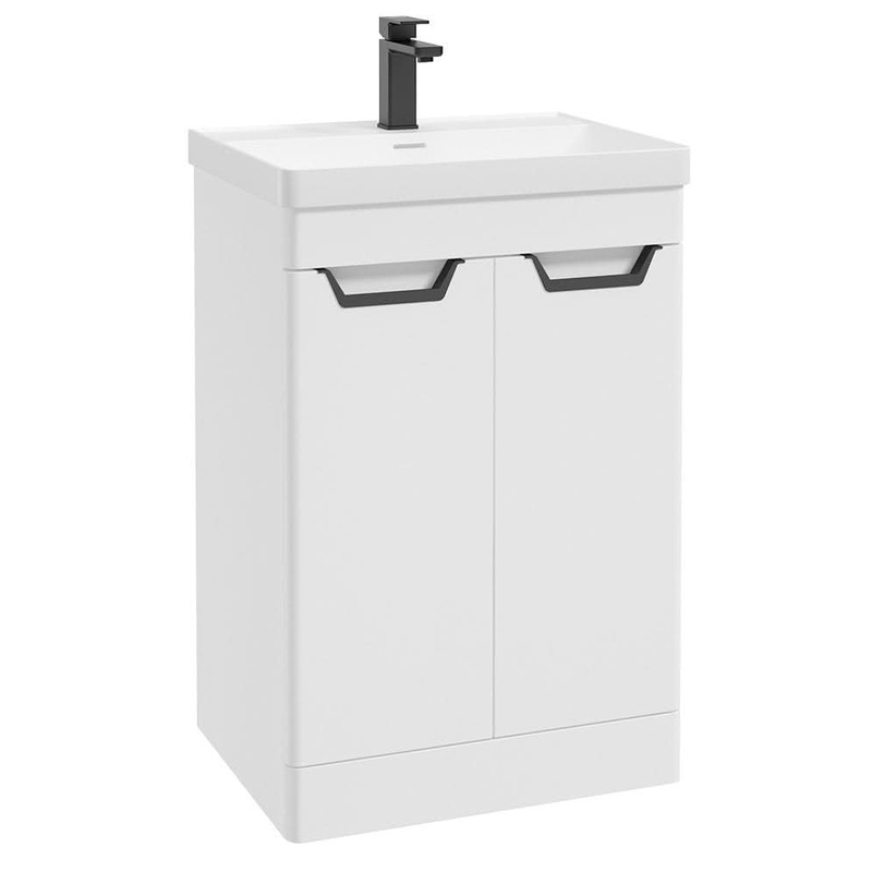 Sonas Freya 60Cm 2 Door Floorstanding Vanity Unit Matt White-Matt Black Handle | BFFRE602DMW