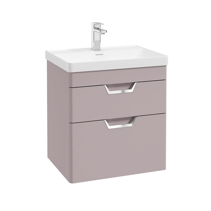 Sonas Freya 60Cm 2 Drawer Wall Hung Vanity Unit Matt Cashmere Pink-Brushed Chrome Handle | CWFRE602DRCP