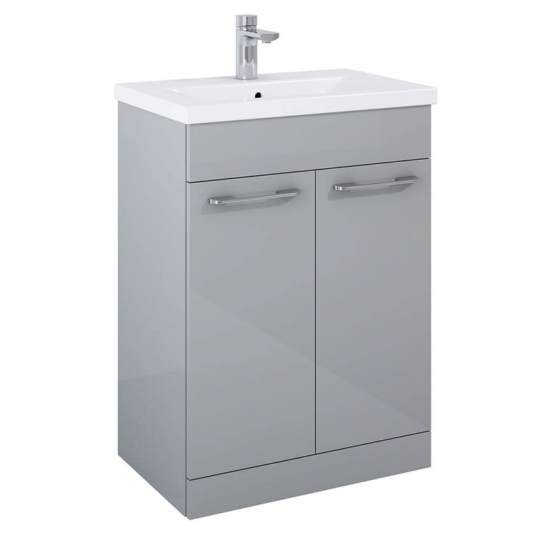 Sonas Otto Plus Gloss Light Grey 60Cm Floor Standing2 Door Vanity Unit -D39Cm | ELTPOR60LG