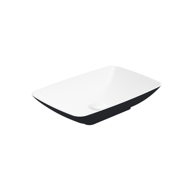 Sonas Skal Rectangle 60Cm Wash Basin White Black & Waste | UF1248