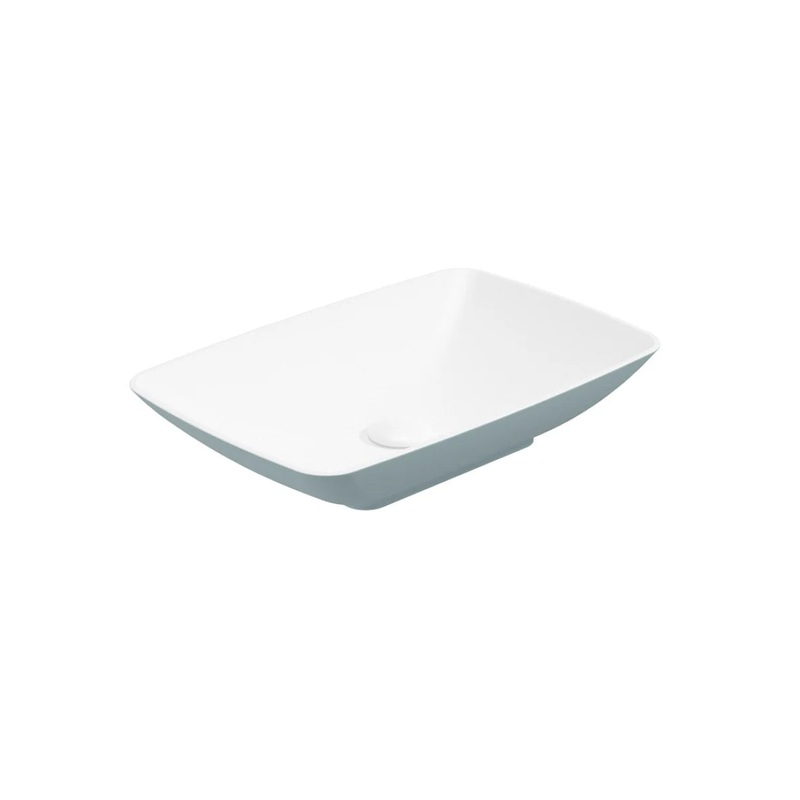 Sonas Skal Rectangle 60Cm Wash Basin White Coral Green & Waste | UF1249