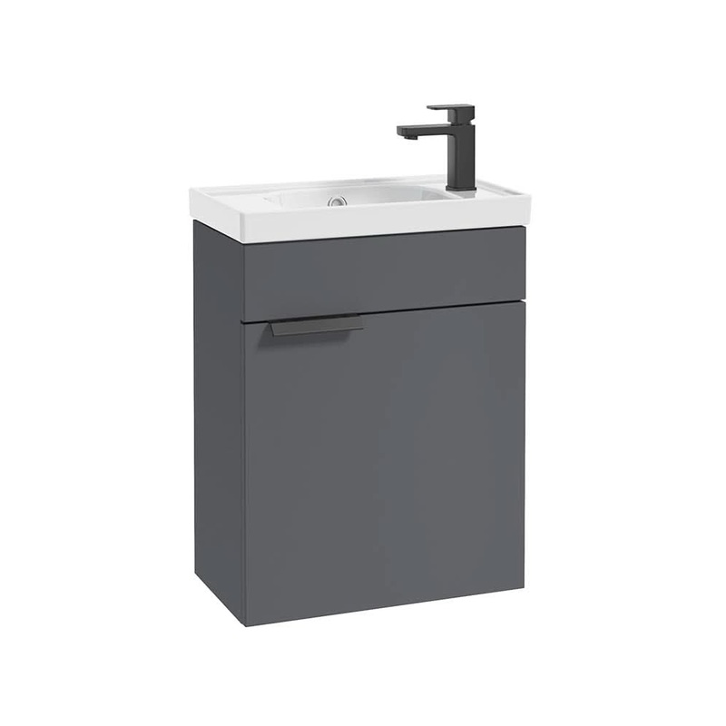 Sonas Stockholm 50Cm Wall Hung Cloakroom Unit Black Handle Matt Midnight Grey | BWST50CRMN