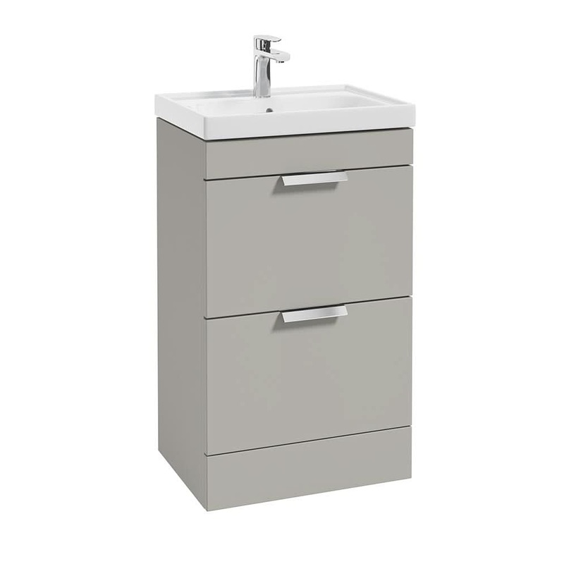 Sonas Stockholm Arctic Grey Matt 50Cm 2 Drawer Floor Standing Vanity Unit – Brushed Chrome Handle | CDST50AG