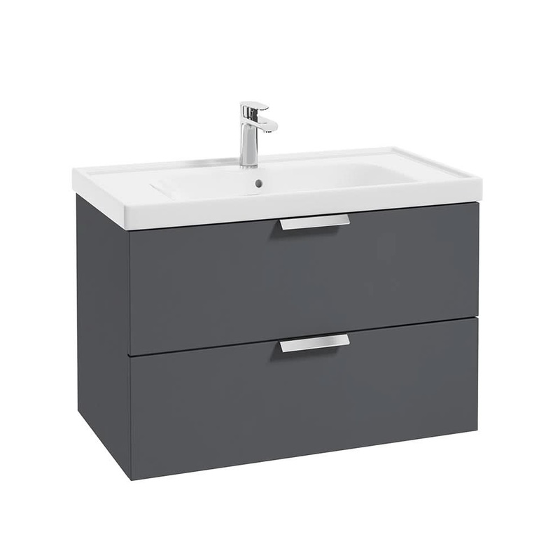 Sonas Stockholm Midnight Grey Matt 80Cm Wall Hung Vanity Unit – Brushed Chrome Handle | CWST80MN