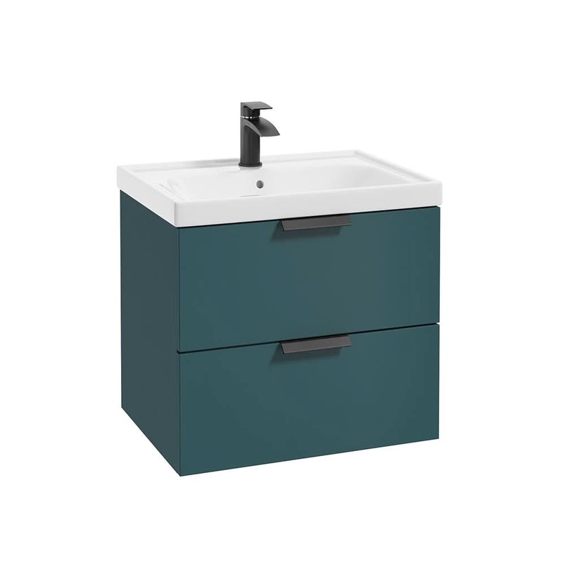 Sonas Stockholm Ocean Blue Matt 60Cm Wall Hung Vanity Unit – Matt Black Handle | BWST60OB