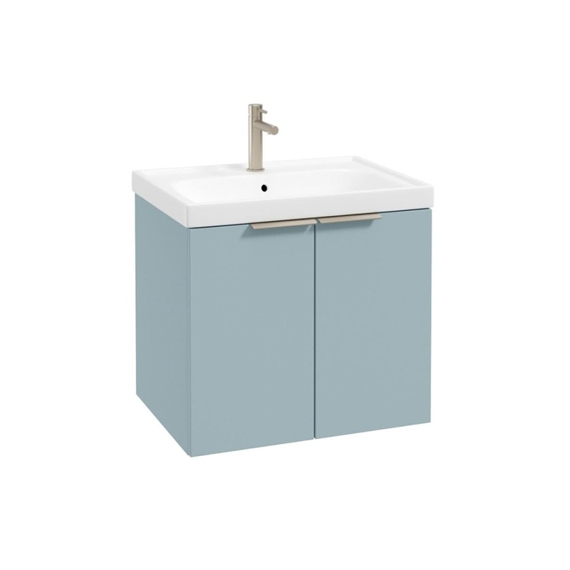 Sonas Stockholm Wall Hung 60Cm Two Door Vanity Unit | Matt Morning Sky Blue | Brushed Nickel Handle | UF1557